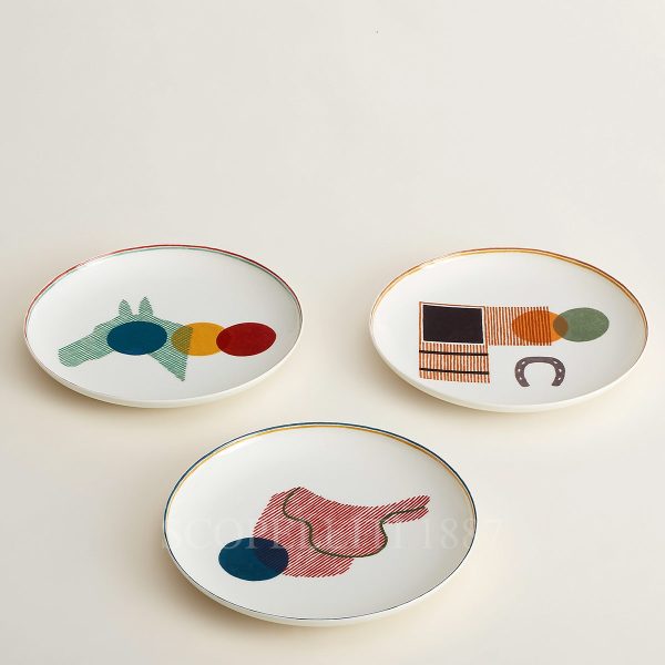 hermes gift set of 3 plates saut