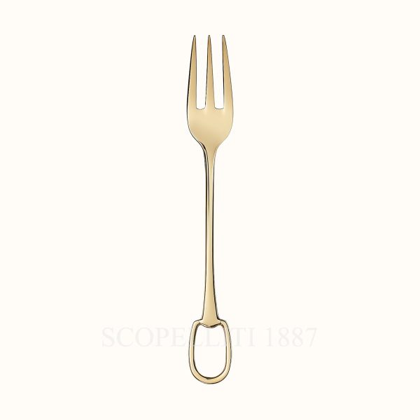 hermes serving fork grand attelage gold-plated