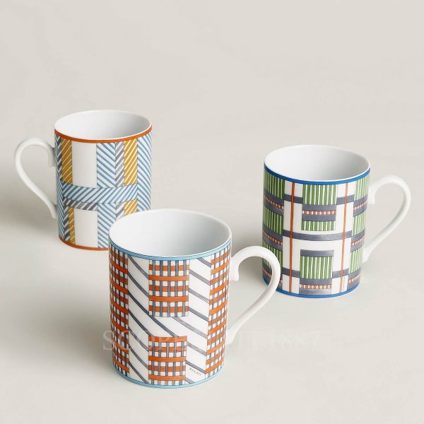 hermes set of 3 mugs hidden h