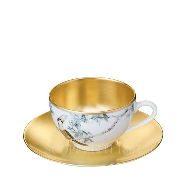 hermes carnets d'equateur gold tea cup and saucer