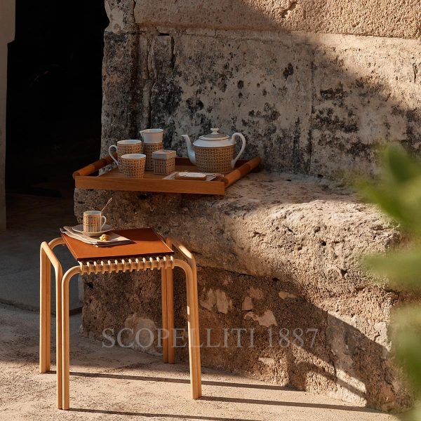 hermes teapot gold with cups