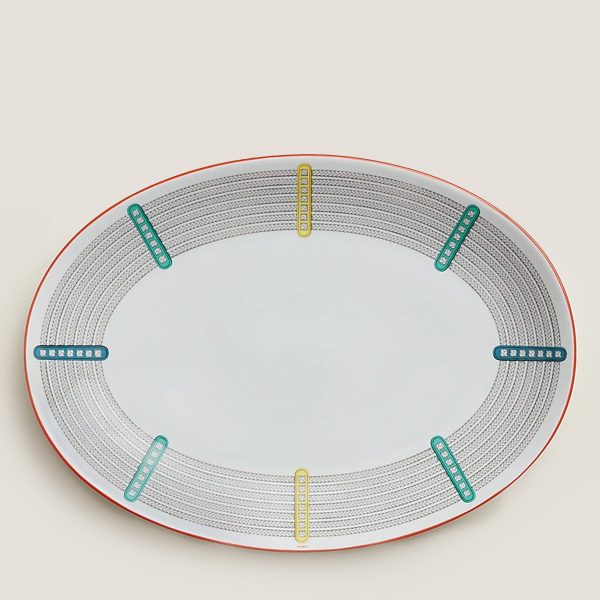 hermes tressages equestres oval platter large