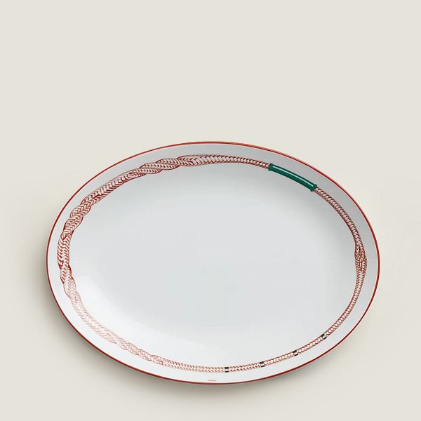 hermes tressages equestres oval platter small