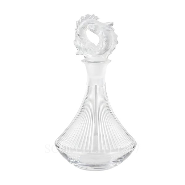 lalique 2 poissons decanter in clear crystal numbered edition