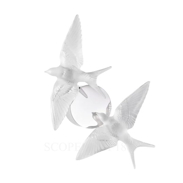 Lalique 2 Swallows Chrome Wall Sconce