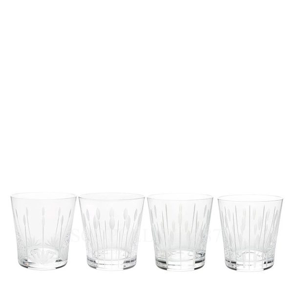 lalique 4 lotus tumblers clear crystal handcrafted in france