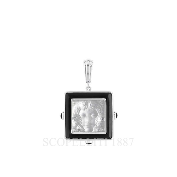 lalique crystal pendant black silver