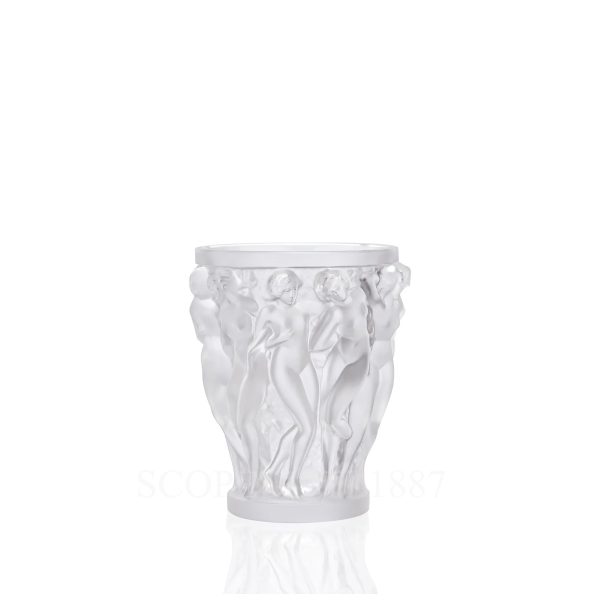lalique bacchantes small crystal vase clear