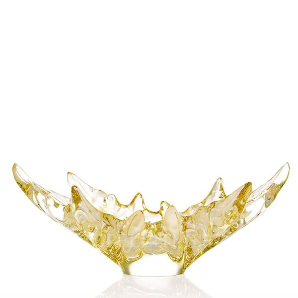 lalique champs-elysees gold luster medium bowl, handcrafted crystal with gold accents, luxury centerpiece