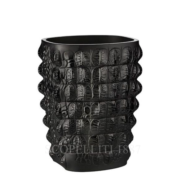 lalique croco vase black