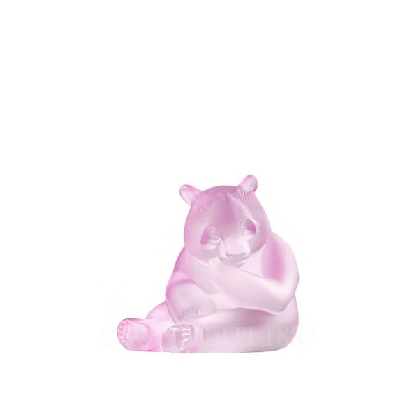 lalique crystal panda in rose luster