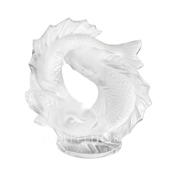 lalique double fish small sculpture clear crystal