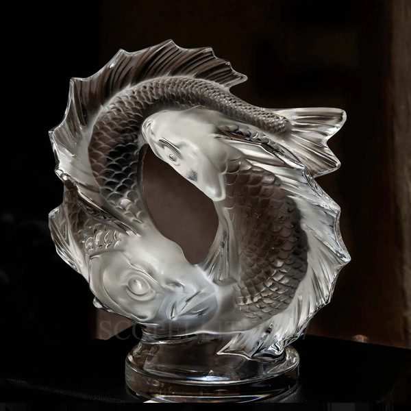 lalique double fish small sculpture details