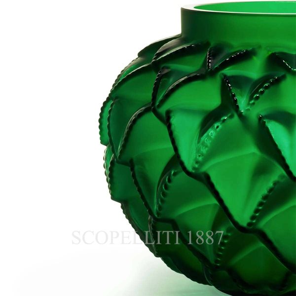 lalique languedoc crystal green vase