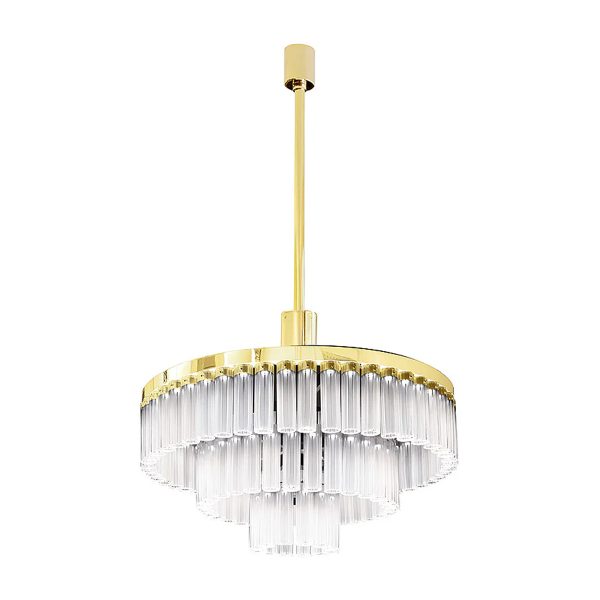 Lalique Orgue Chandelier Gold Finish 3 Rings