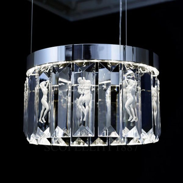 Lalique Serene Chandelier Circular Lamp 18 Prisms Light on