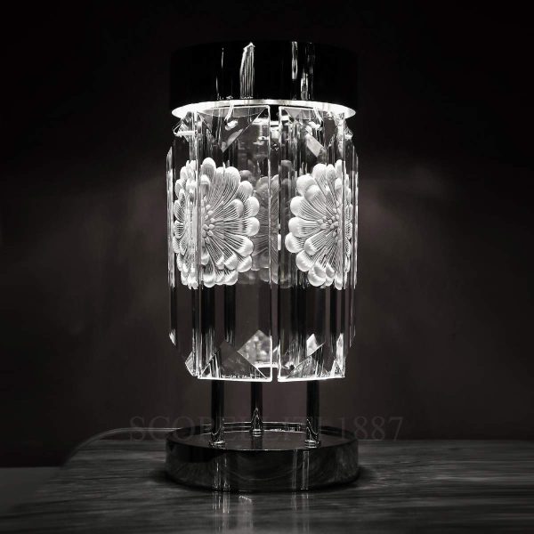 Lalique Serene Dahlia Table Lamp 6 Prisms light on