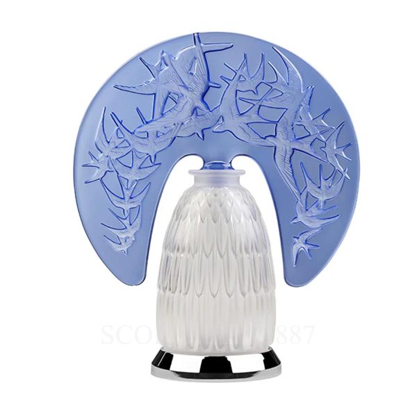 Lalique Swallows Lamp Blue Crystal