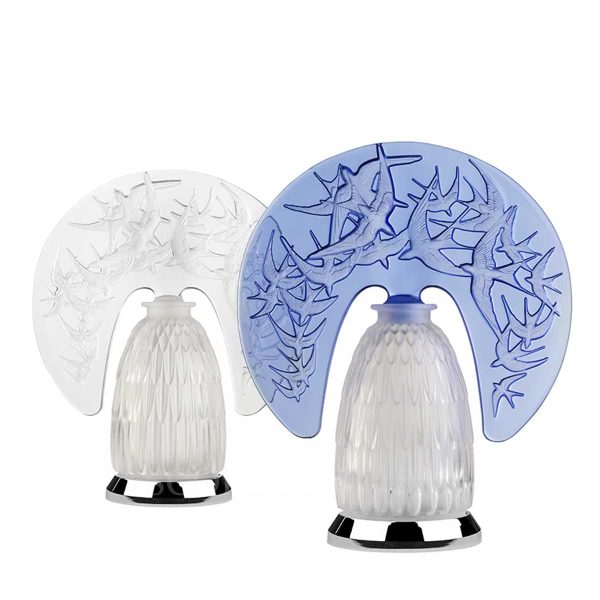 Lalique Swallows Lamps Clear Crystal