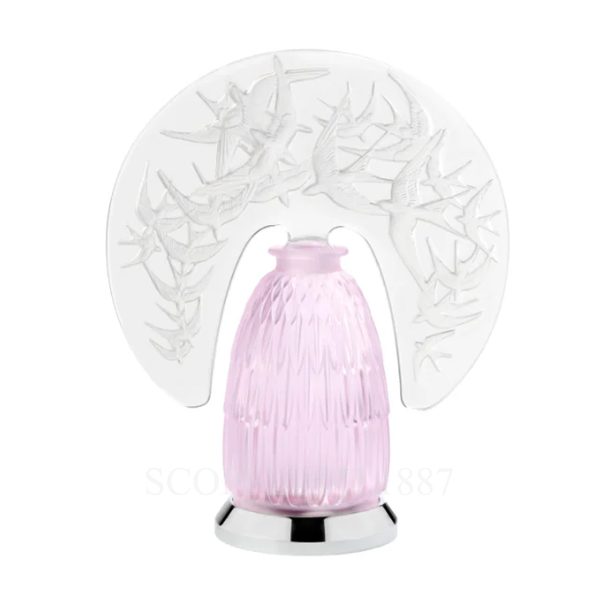 Lalique Swallows Wireless Lamp Pink Luster Crystal