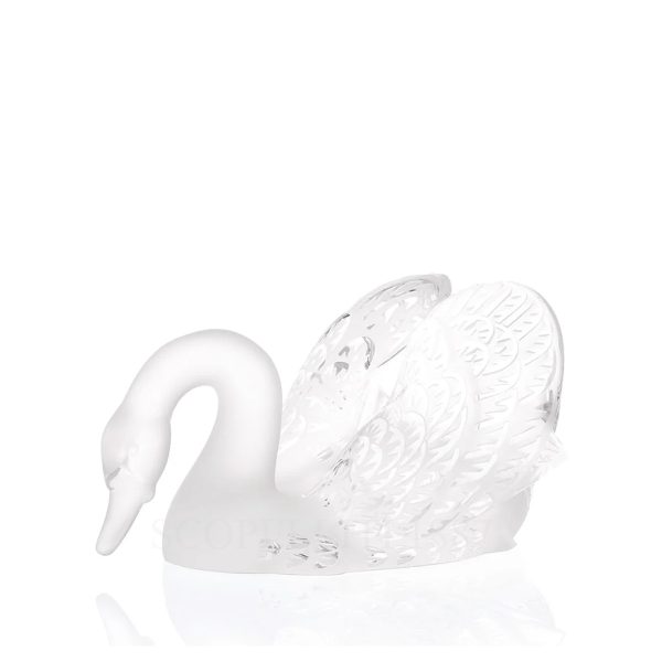 lalique swan head down sculpture