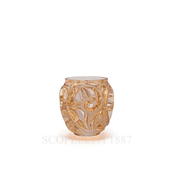 lalique tourbillons small vase golden crystal
