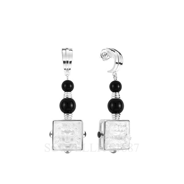 lalique arethuse earrings onyx silver
