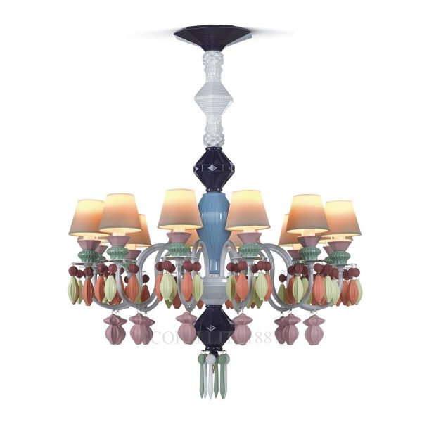 lladro belle de nuit twelve lights chandelier multicolour spanish designer
