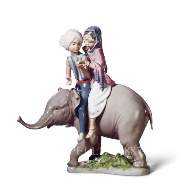 lladro hindu children porcelain figurine elephant children indian design