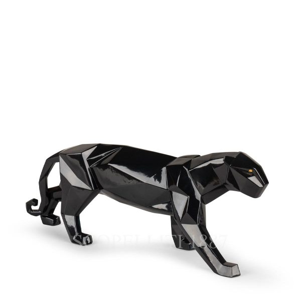 lladro panther figurine black glazed