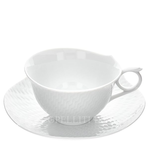 meissen waves relief tea cup with saucer