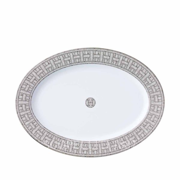 hermes mosaique au 24 platinum small oval platter