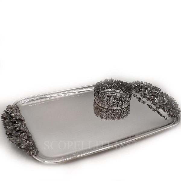 raspini silver tray daisies