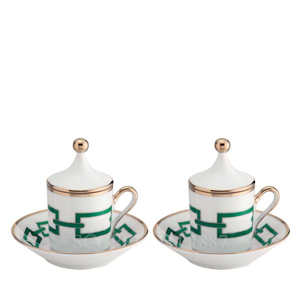 richard ginori 2 coffee cup and saucers catene green