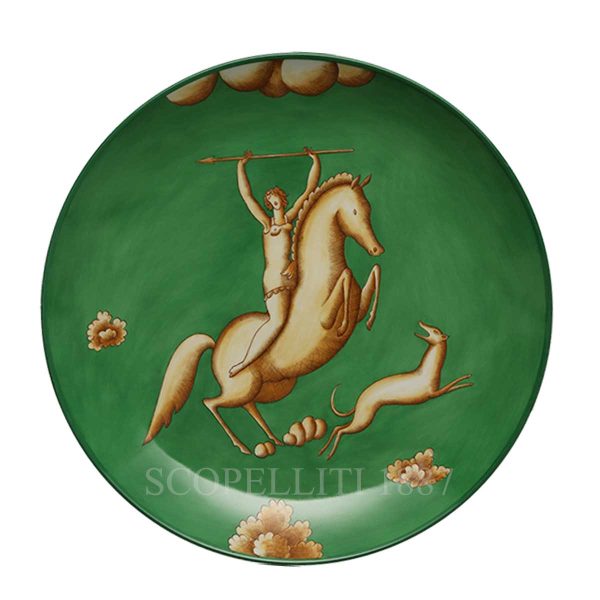 richard ginori gio ponti plate amazzone con giavellotto green la venatoria