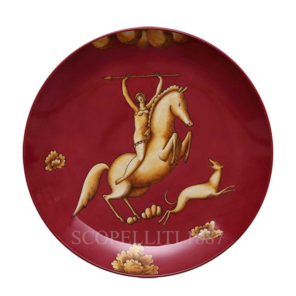 richard ginori gio ponti plate amazzone con giavellotto red la venatoria