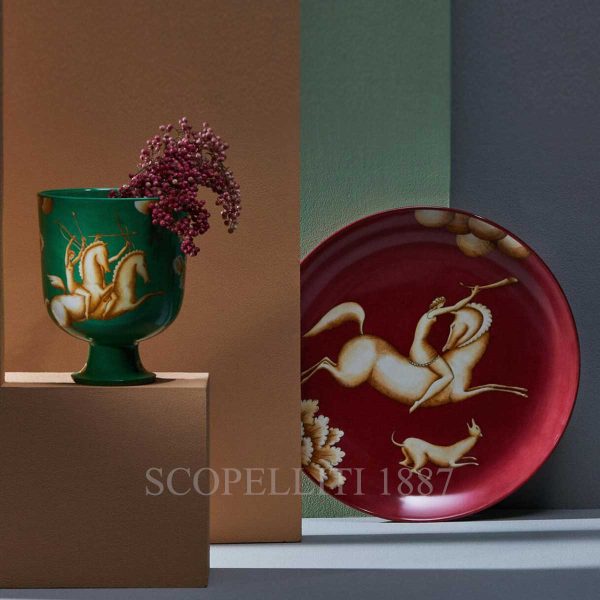 richard ginori gio ponti green vase and red plate