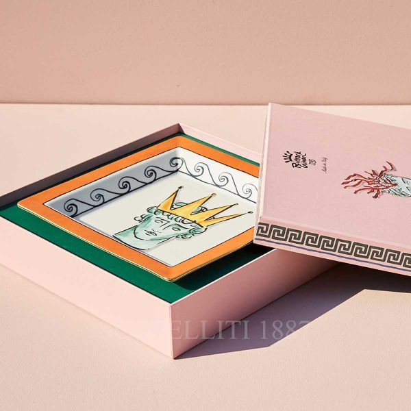 richard ginori square tray large rock orange il viaggio di nettuno