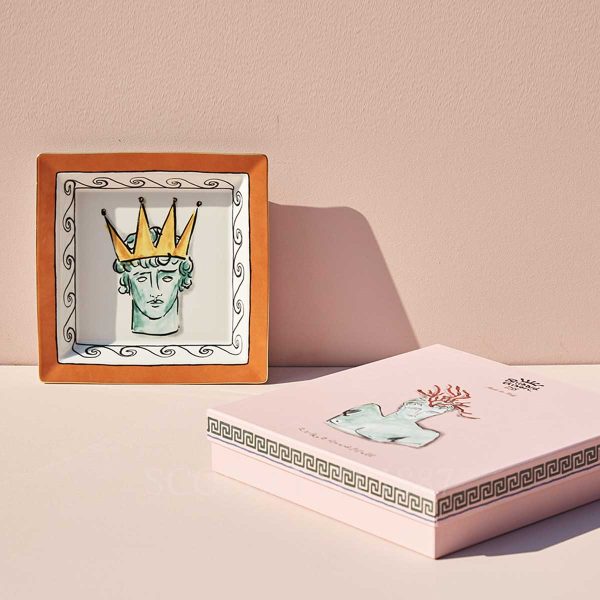 richard ginori square tray large rock orange il viaggio di nettuno