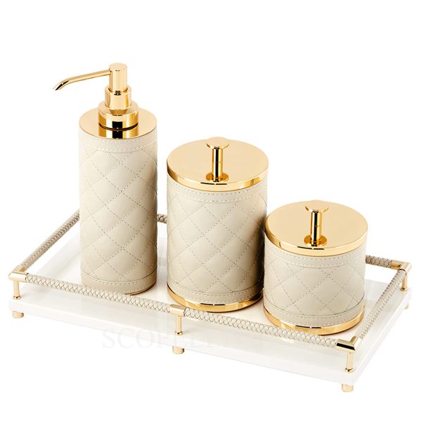 Riviere Luxury Bathroom Accessories Set Gold Ivory