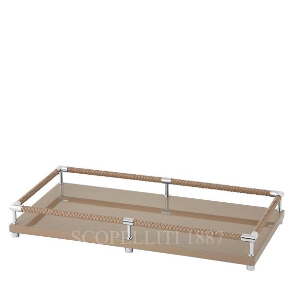 riviere taupe tray with leather handles