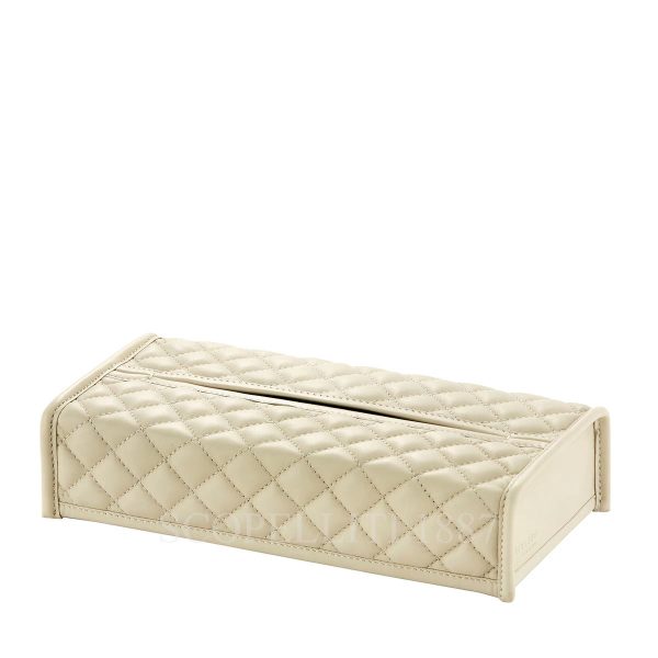 Riviere Luxury Tissue Rectangular Box Cover Ivory Leather