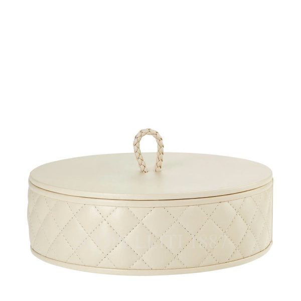 Riviere Luxury Round Box Large Ivory Leather
