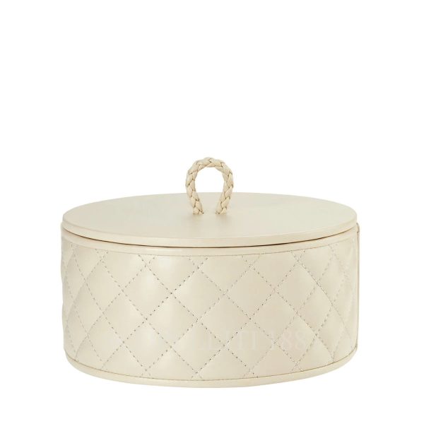 Riviere Round Box Medium Ivory Leather