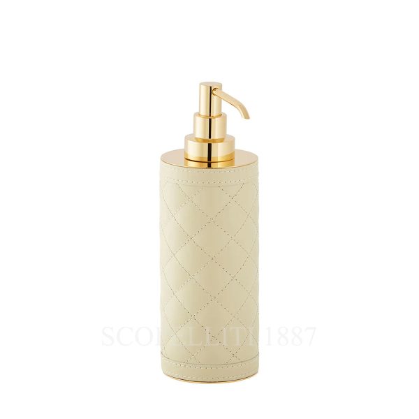 Riviere Luxury Soap Dispenser Tall Gold Ivory Leather