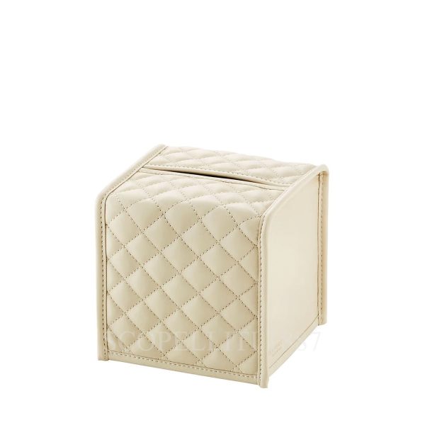 Riviere Luxury Tissue Box Cover Square Ivory Leather