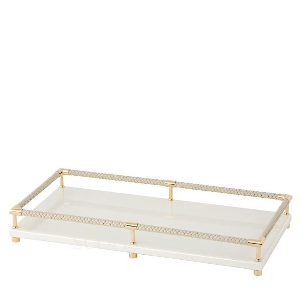 Riviere Luxury Tray with Leather Ivory Gold