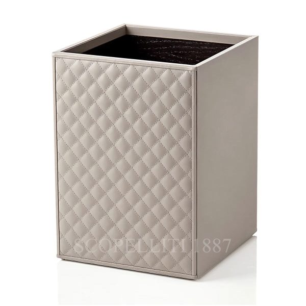 riviere waste paper basket leather vanity grey