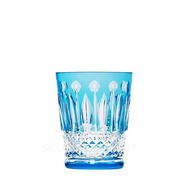 saint louis tommy sky-blue shot tumbler in hand-cut crystal, part of collectible saint louis glassware