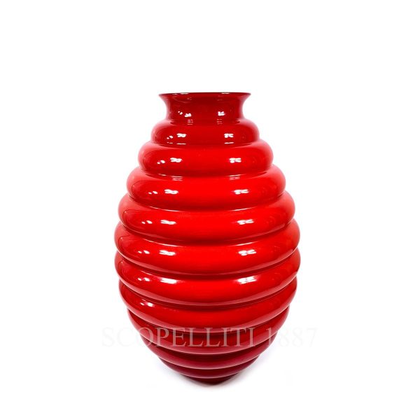 venini deco vase tall red